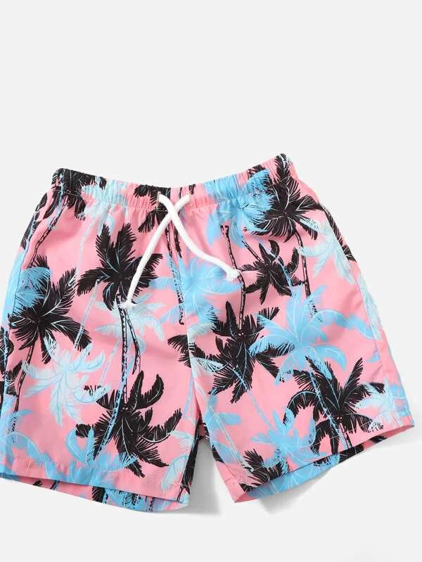 Toddler Boys Coconut Tree Print Tee & Drawstring Waist Shorts