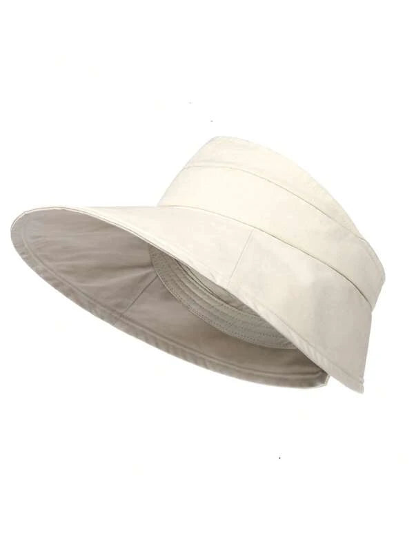 1pc Women Solid Color Sun Protection Visor Hat For Outdoor Travel