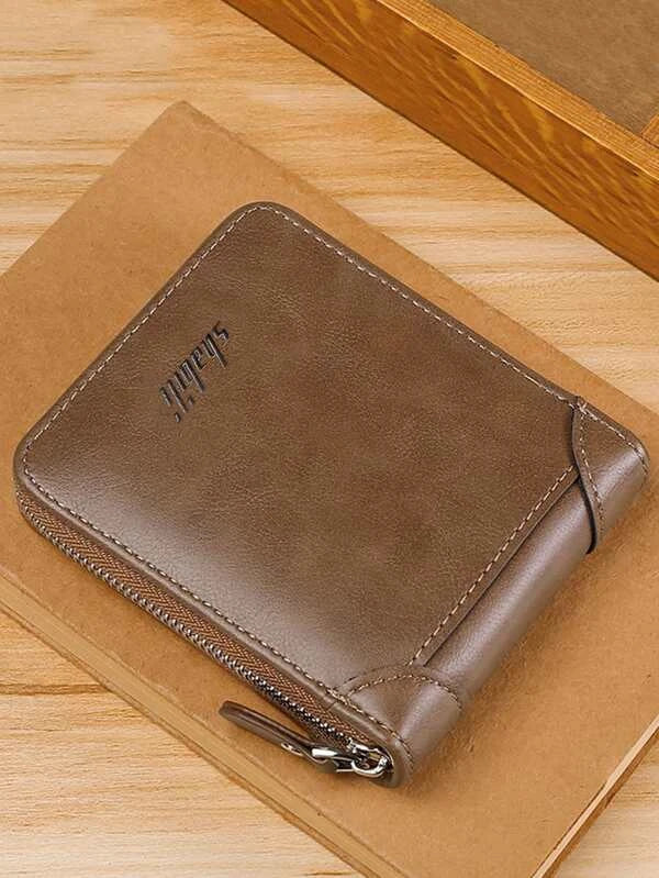 Men Letter Graphic Small Wallet Credit Card Small Purse Bifold Zipper Men Wallet