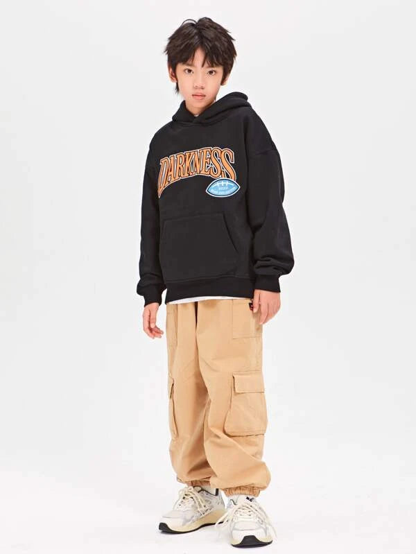 Boys Patched Detail Flap Pocket Thermal Cargo Pants