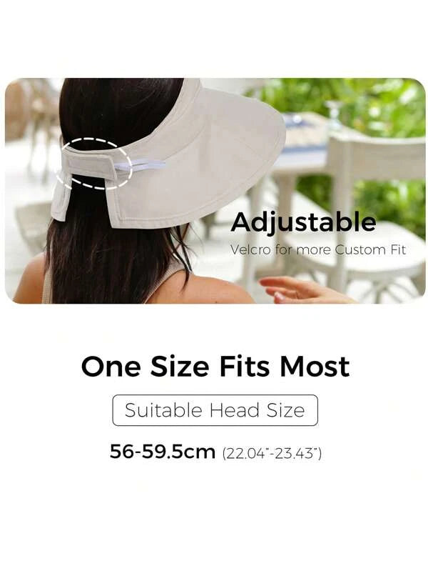 1pc Women Solid Color Sun Protection Visor Hat For Outdoor Travel