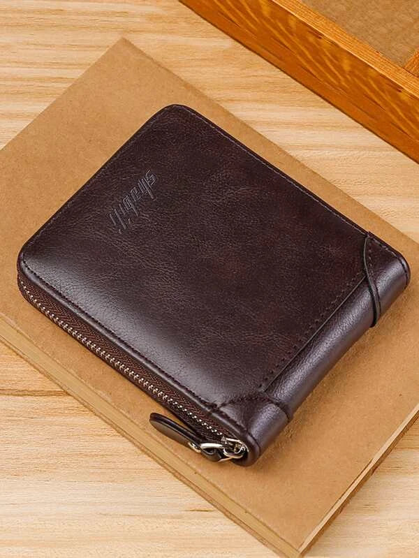 Men Letter Graphic Small Wallet Credit Card Small Purse Bifold Zipper Men Wallet