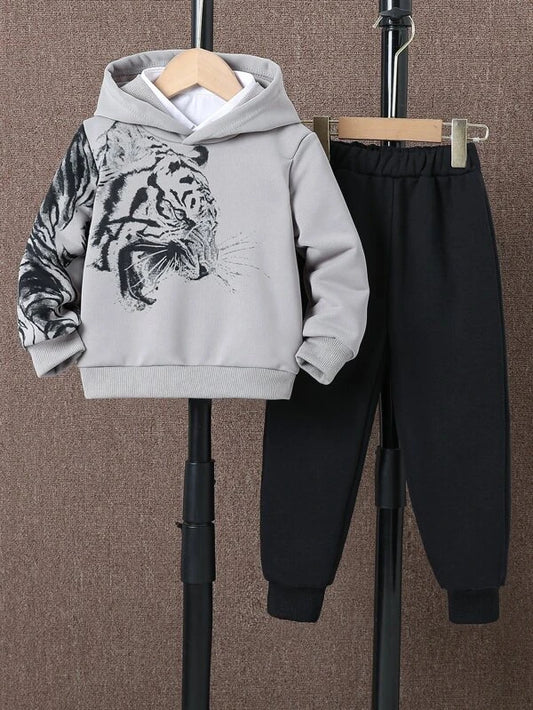 Toddler Boys 3D Tiger Print Hoodie & Sweatpants