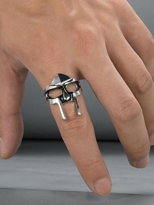 Men Mask Decor Cuff Ring