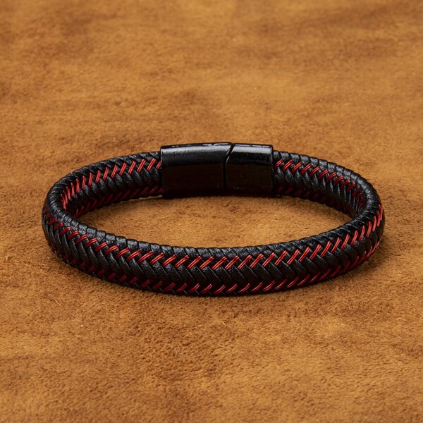 Retro Style Minimalist Pu Leather Braided Magnetic Clasp Bracelet For Men And Women, Alloy