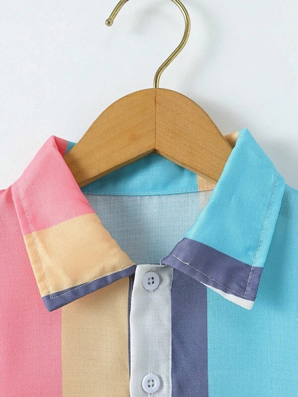 Toddler Boys Colorblock Button Front Shirt