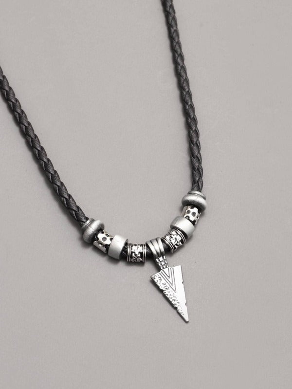 Men Textured Metal Triangle Charm Necklace