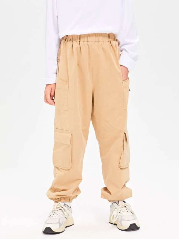 Boys Patched Detail Flap Pocket Thermal Cargo Pants