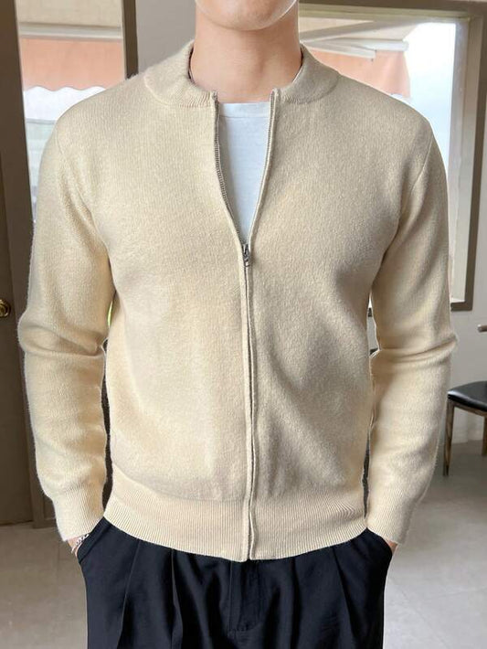 Manfinity Homme Men Zip Up Ribbed Knit Cardigan Without Tee