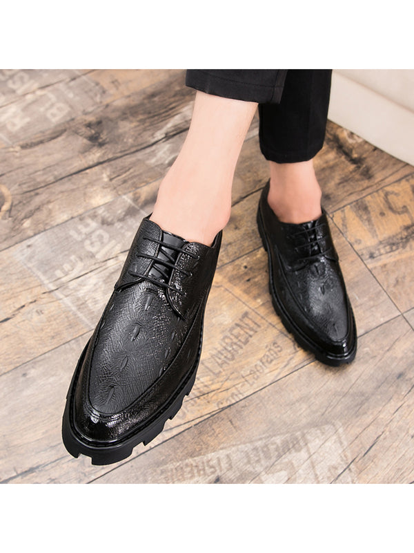 New Arrivals Men's Casual Shoes, Business Work Shoes With Crocodile Pattern & Pointed Toe, British Style Personality Pu Leather Elevator Shoes