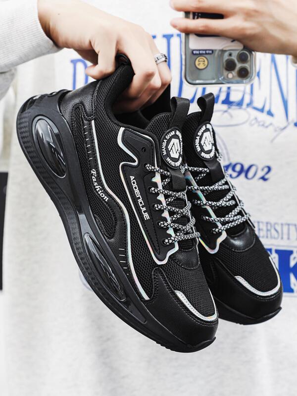 Men Letter Graphic Lace-up Front Running Shoes, Sporty Outdoor Sneakers