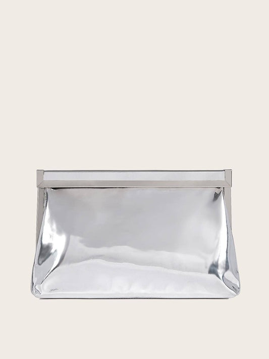 Shiny Fashionable Laser Material Silver Clutch Bag