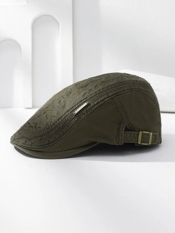 Men Label Decor Flat Cap