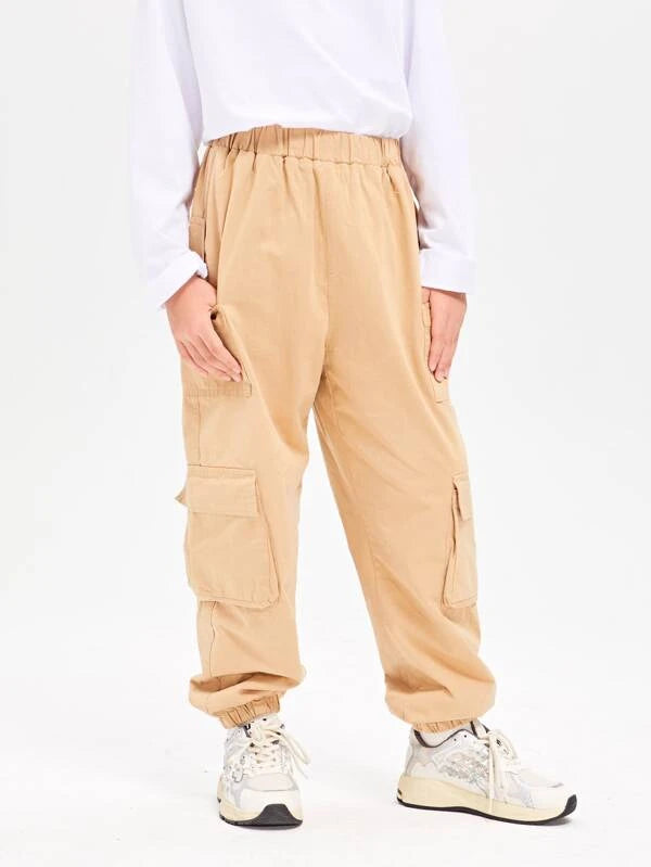 Boys Patched Detail Flap Pocket Thermal Cargo Pants