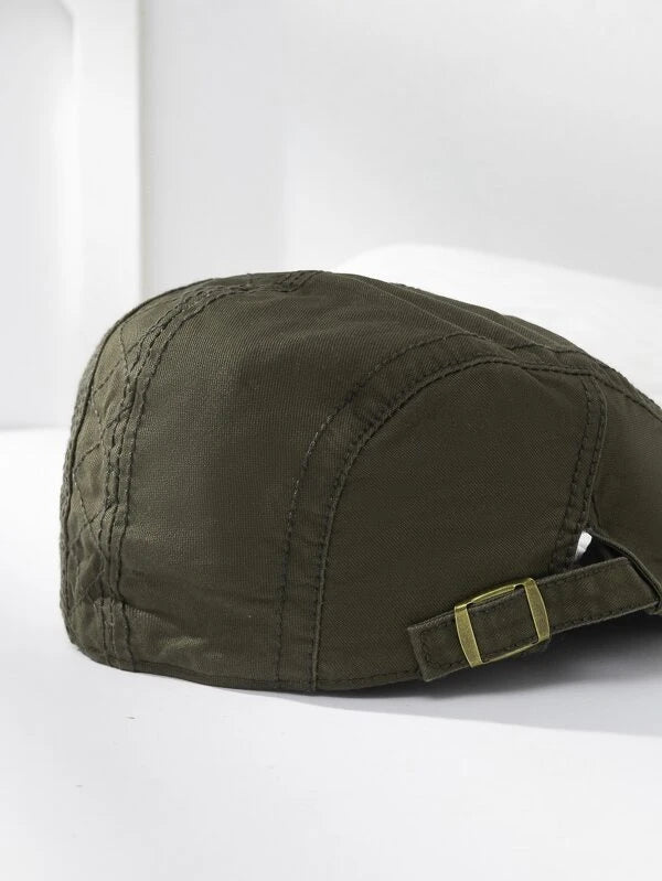 Men Label Decor Flat Cap