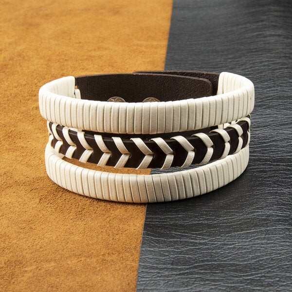 New Retro Braided Leather Bracelet For Men & Women, Minimalist European And American Style Woven Leather Cuff Bracelet