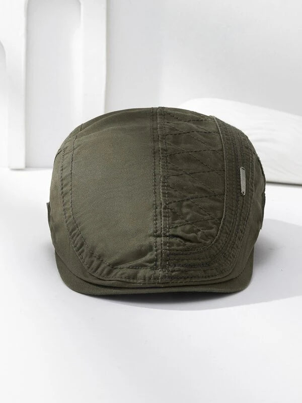 Men Label Decor Flat Cap