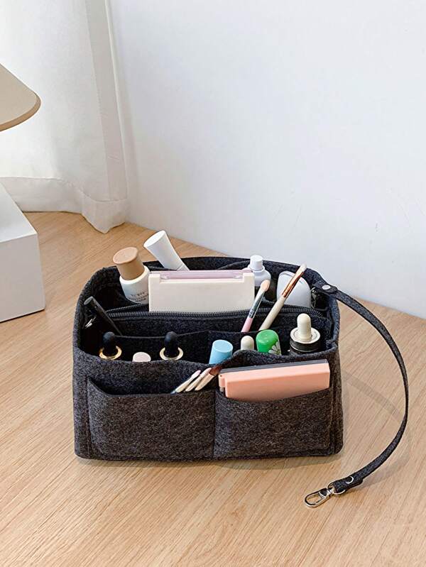 Double Layer Bag Insert Organizer Cosmetic Makeup Bag Zipper Organizer