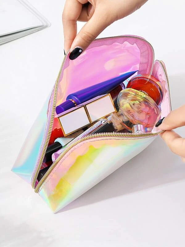 Transparent Pretty Makeup Bag Fashion Laser Travel Cosmetic Bag Toiletry Brush Bag Organizer