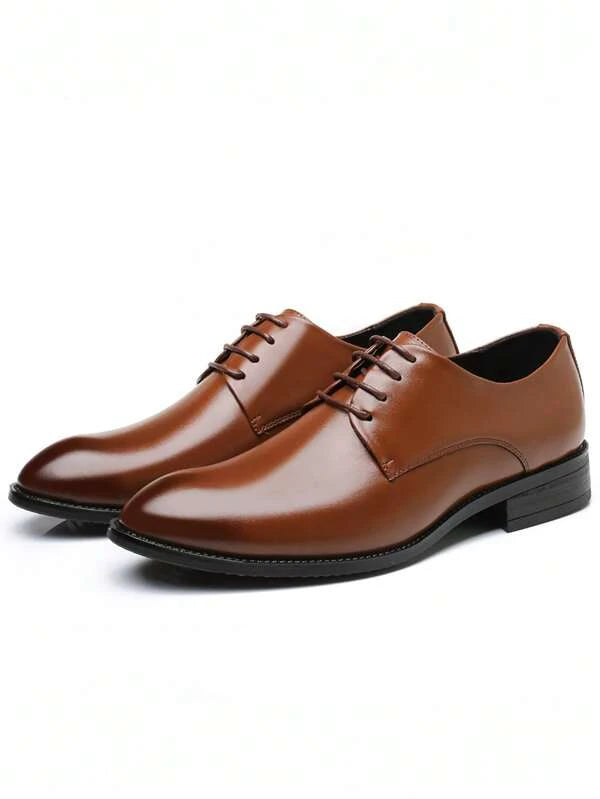 Men Lace Up Derby Shoes, Vintage Rust Brown Dress Shoes