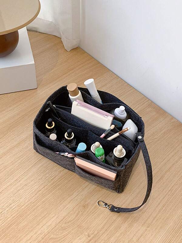 Double Layer Bag Insert Organizer Cosmetic Makeup Bag Zipper Organizer