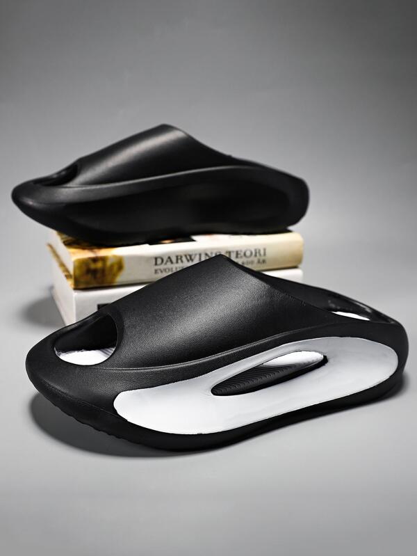 Fashionable Slides For Men, Two Tone Cut Out Design EVA Slippers