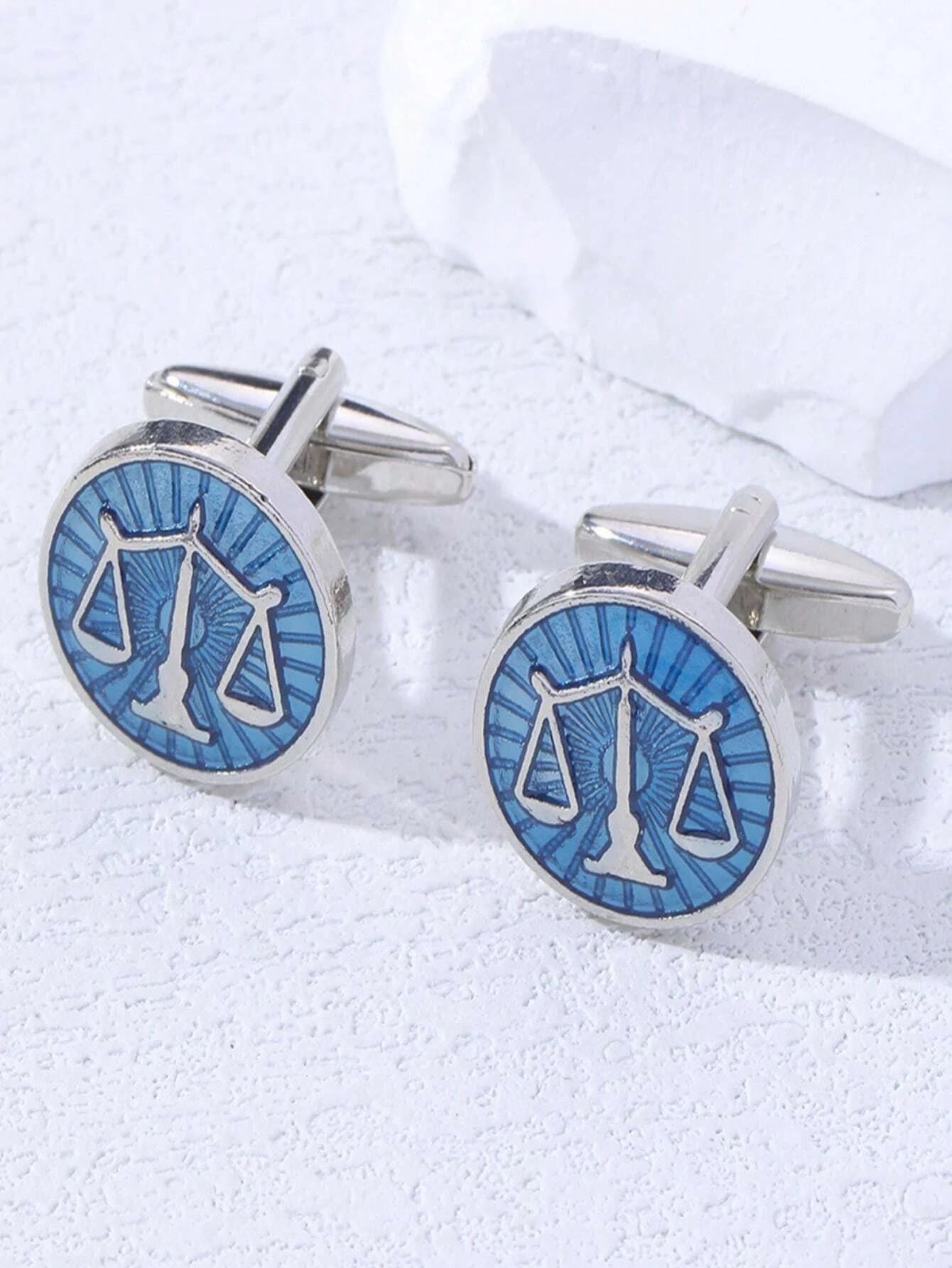 1pair Fashionable Zinc Alloy Libra Pattern Cufflinks For Men For Daily Decoration