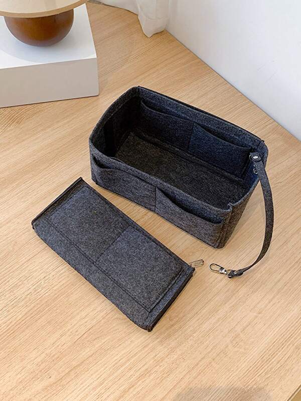 Double Layer Bag Insert Organizer Cosmetic Makeup Bag Zipper Organizer