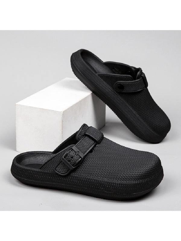 Women Minimalist Buckle Decor Work Clogs, EVA Fashion Clogs Black