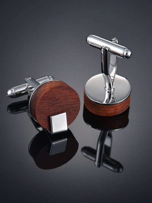 1pair Fashionable Round Cufflinks For Men For Daily Decoration