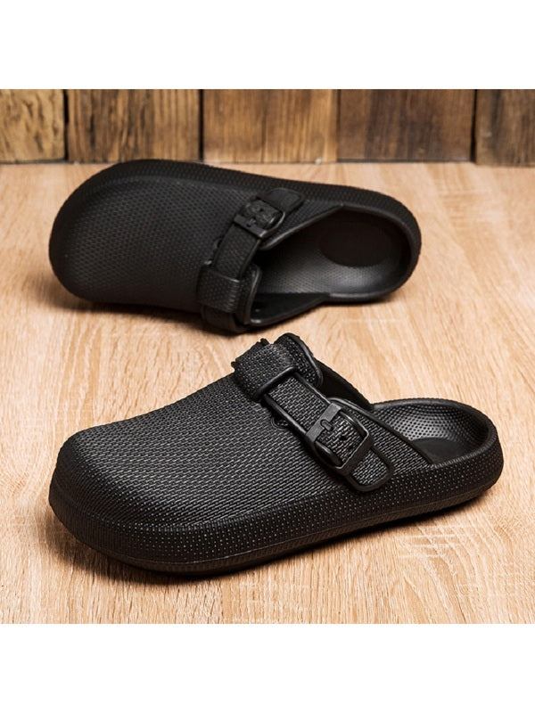 Women Minimalist Buckle Decor Work Clogs, EVA Fashion Clogs Black