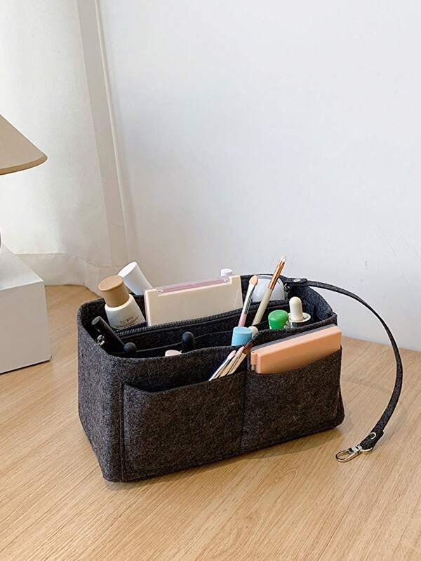 Double Layer Bag Insert Organizer Cosmetic Makeup Bag Zipper Organizer