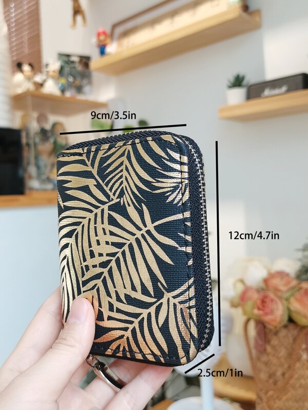 2023 New Fashion Leaf Pattern Short Wallet Coin Purse Card Holder