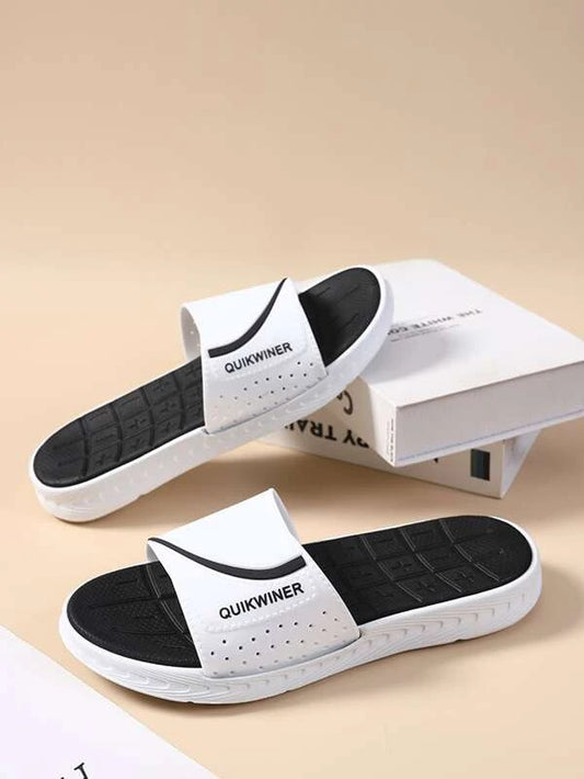 Men Letter Graphic Hollow Out Slides