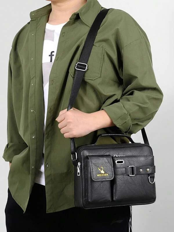 Men Crossbody Shoulder Bag Briefcase Laptop Large Capacity Retro Male Messenger Bag Handbag