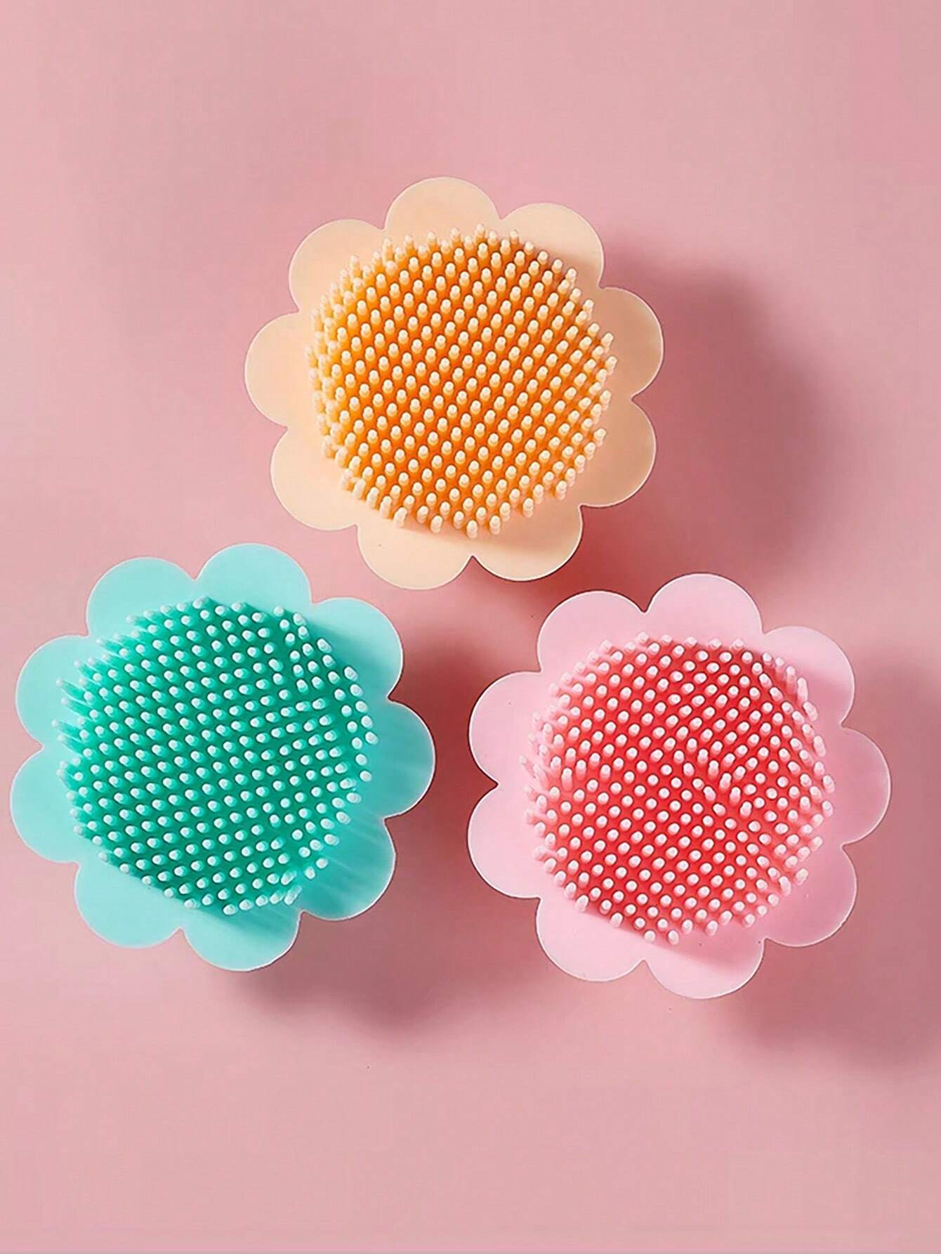 1pc Baby Random Color Flower Design Silicone Bath Brush