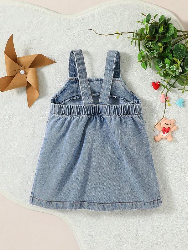 Baby Heart Print Knot Front Overall Dress