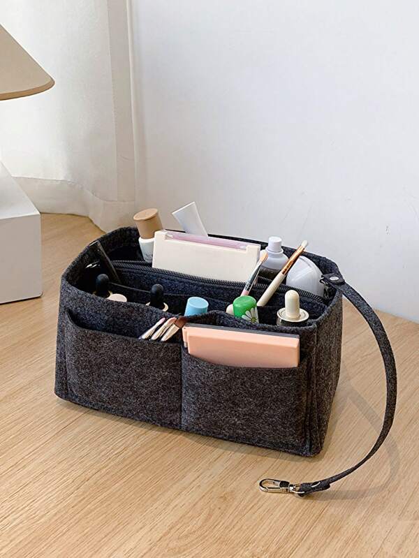 Double Layer Bag Insert Organizer Cosmetic Makeup Bag Zipper Organizer