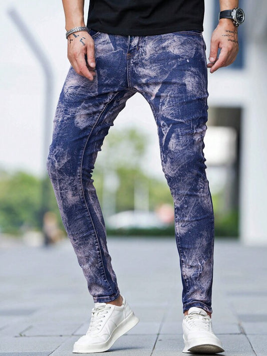 Men Tie Dye Skinny Jeans