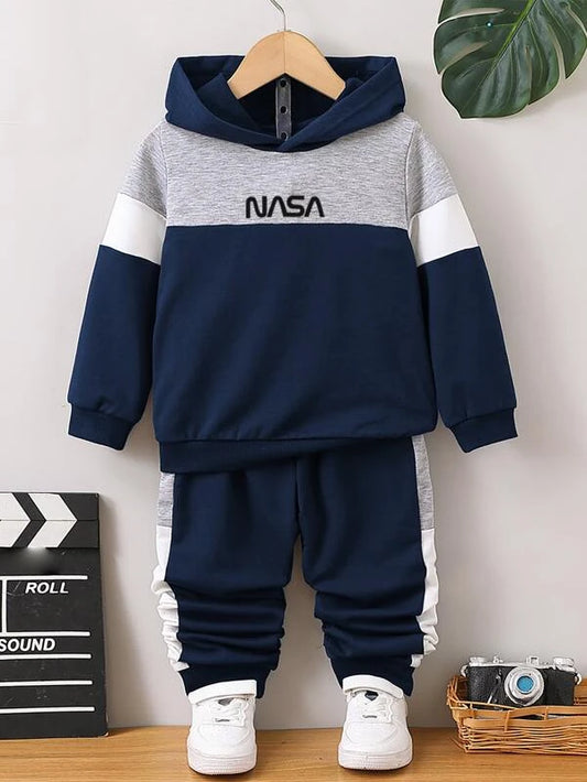 Toddler Boys Letter Graphic Colorblock Hoodie & Sweatpants