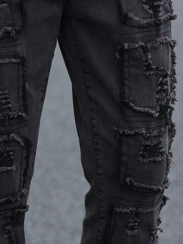 Men Ripped Frayed Skinny Jeans