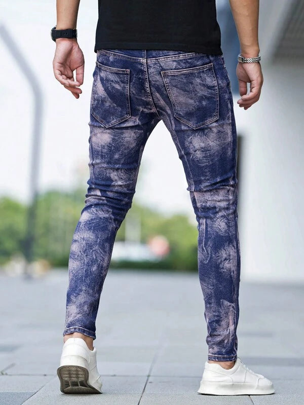 Men Tie Dye Skinny Jeans