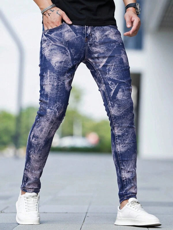 Men Tie Dye Skinny Jeans