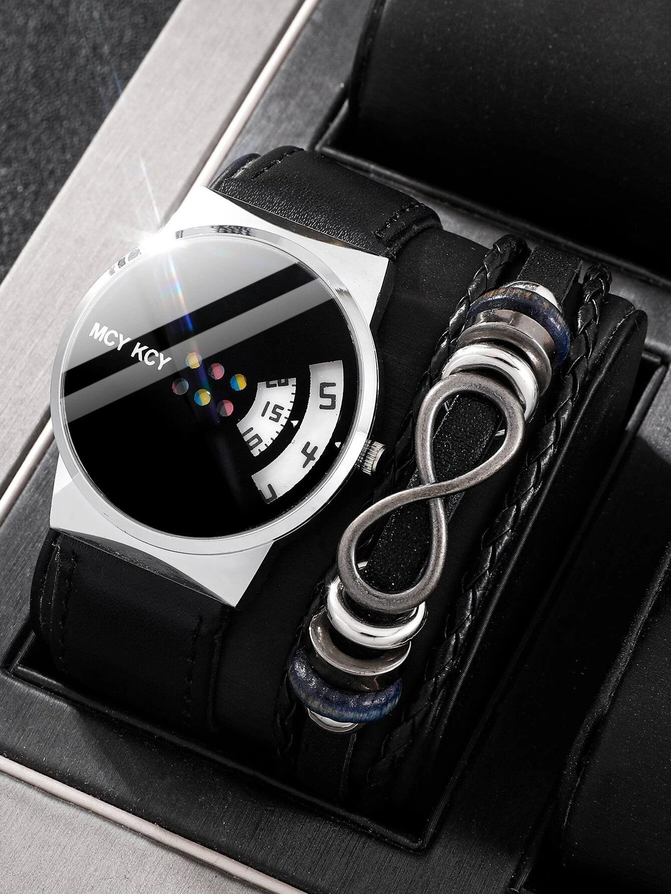 1pc Men Minimalist Quartz Watch & 1pc Bracelet