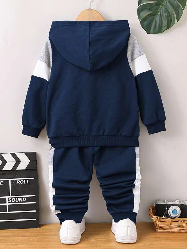 Toddler Boys Letter Graphic Colorblock Hoodie & Sweatpants