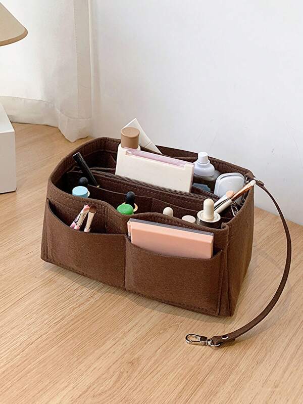 Double Layer Bag Insert Organizer Cosmetic Makeup Bag Zipper Organizer