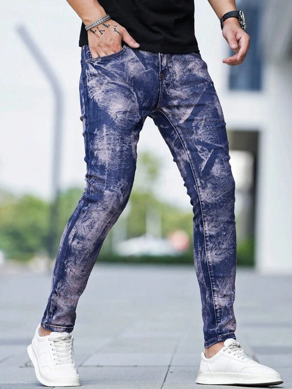 Men Tie Dye Skinny Jeans