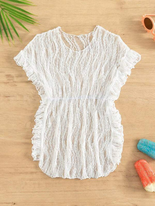 Toddler Girls Ruffle Trim Lace Cover Up