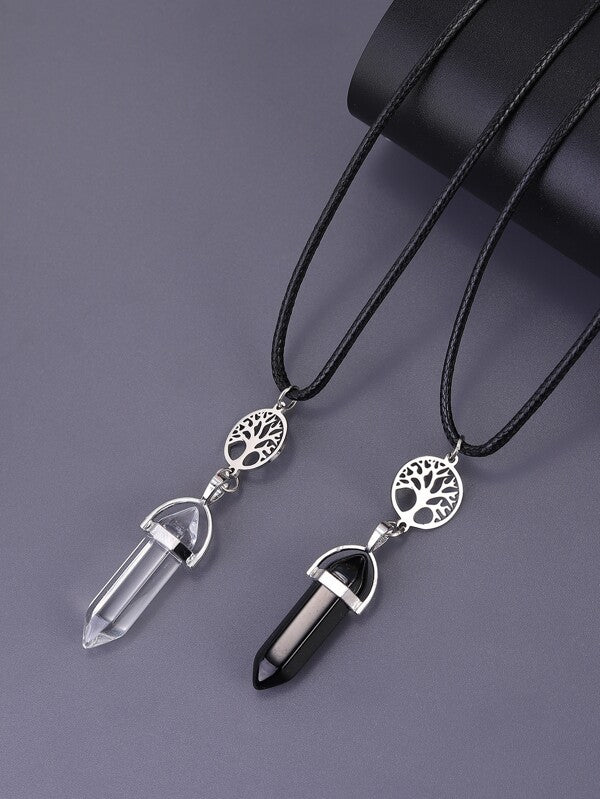 2pcs Men Geometric Charm Necklace