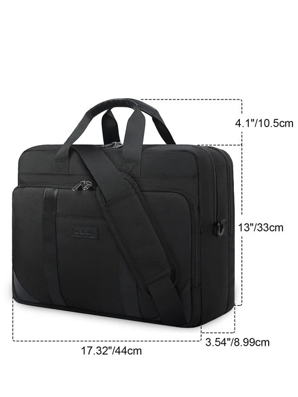 17.3inch Large Capacity Waterproof Multi-Functional Portable Casual, Classic Men Letter Patch Decor Briefcase For School, Business, Work, Gift For Father